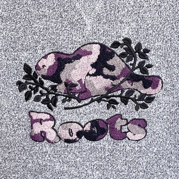 Roots Canada Camo Chenille Gray Hoodie Adult size Large - Picture 4 of 9